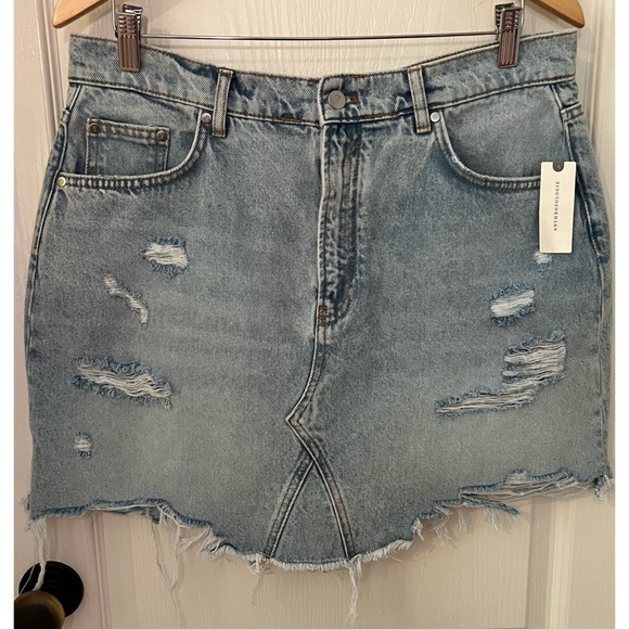 Anthropologie Destroyed Denim Mini Skirt 14 - Picture 7 of 12